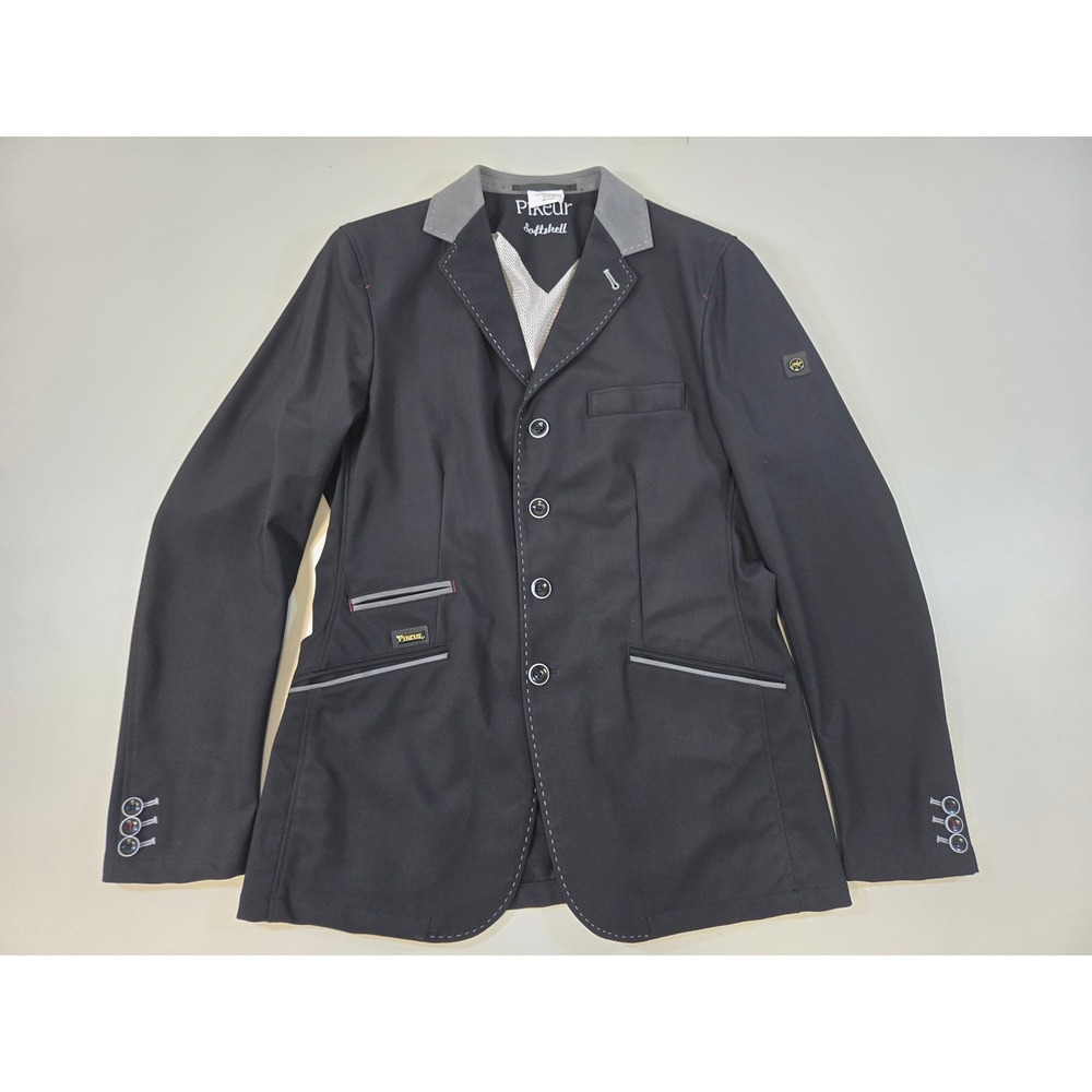 Pikeur Softshell Equestrian Show Jacket Mens 40 Black Grey Trim‎ Made in Germany